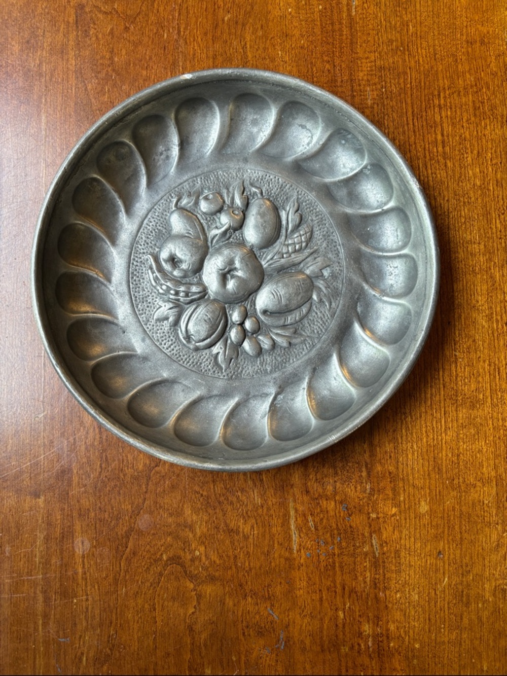 Fruit Plate Made By Sexton Metalcraft Featuring Repousse Of Assorted Fruits